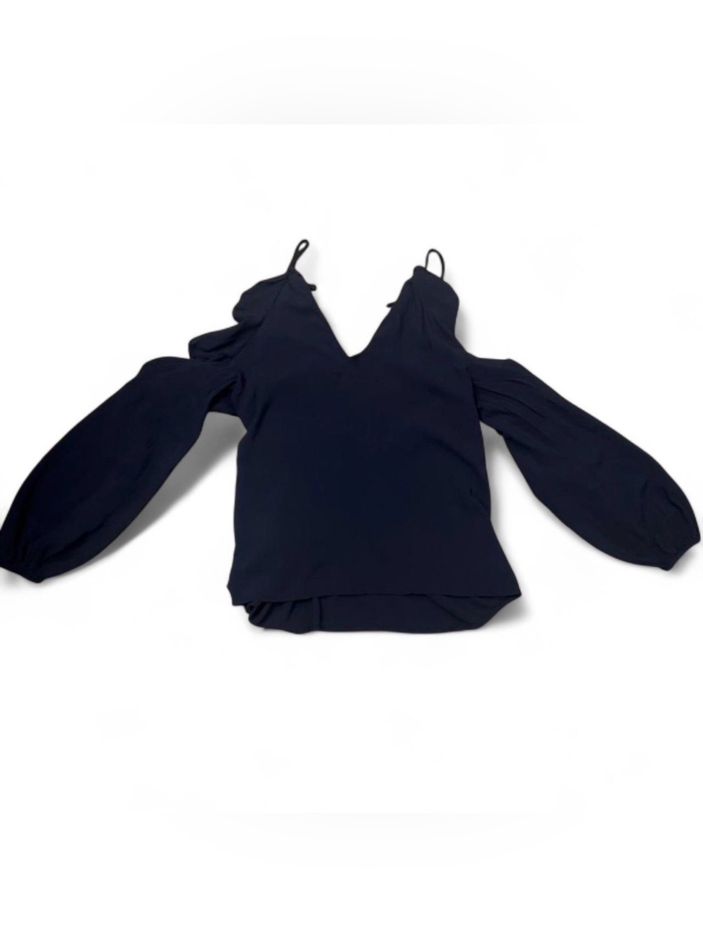 Abercrombie & Fitch Blouse Cold-Shoulder V-Neck Navy Top Size S 100% Viscose